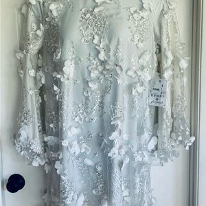 NWT…FREE PEOPLE/MESTIZA….Elegant White Floral Lace Dress